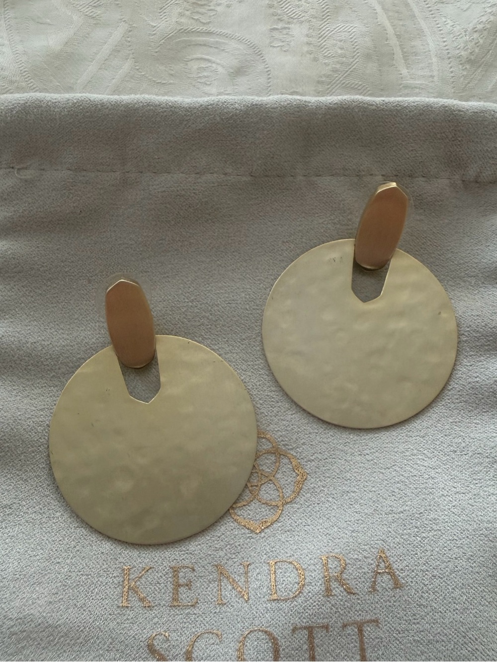 Kendra Scott Earrings - Gold Hammered Disc